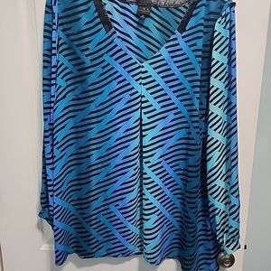 Worthington Blue and Black Striped Blouse